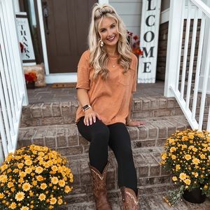 Orange front pocket t-shirt